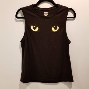 Modern Lux Black Cat Eyes Graphic Muscle Tee